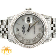 Load image into Gallery viewer, 4 piece deal: 36mm Rolex Diamond Watch with Stainless Steel Jubilee Band + White Gold & Diamond Twin Square Bangle + Gold & Diamond Flower Earrings + Gift (choose your color)