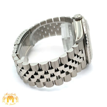 Load image into Gallery viewer, 4 piece deal: 4ct Diamond 36mm Rolex Watch with Stainless Steel Jubilee bracelet + White Gold & Diamond Square Shape Bangle + Diamond and Gold Earrings Set+ Gift from Marchello the Jeweler