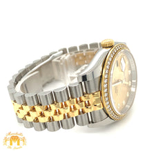 Load image into Gallery viewer, Full factory 36 mm Diamond Rolex watch with Two-tone Jubilee Band