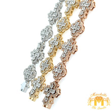 Load image into Gallery viewer, Gold and Diamond Cross & Flower shaped Bracelet (choose your color)