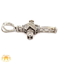 Load image into Gallery viewer, 14k White Gold and Diamond Cross Pendant with Round Diamonds