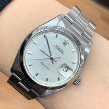 Load image into Gallery viewer, 34mm Rolex Watch with Stainless Steel Oyster Bracelet (silver dial, smooth bezel)