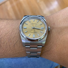 Load image into Gallery viewer, Full factory 36mm Rolex Watch with Stainless Steel Oyster Bracelet (Champagne dial with white hour markers)(Model number: 116000)