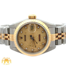 Load image into Gallery viewer, Full factory 26mm Ladies` Rolex Datejust Watch with Two-Tone Jubilee Bracelet (diamond dial, fluted bezel)