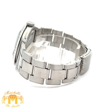 Load image into Gallery viewer, 4 piece deal: 34mm Rolex Diamond Watch + White Gold and Diamond Twin Square Bangle + Flower Earrings + Gift from MTJ