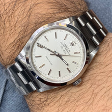 Load image into Gallery viewer, Full factory 34mm Rolex Air-King Watch with Stainless Steel Oyster Bracelet (smooth bezel, silver dial)