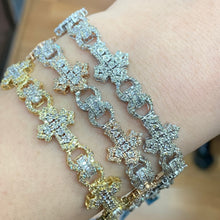 Load image into Gallery viewer, 3.24ct diamonds and gold Cross Bracelet (choose your color)