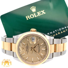 Load image into Gallery viewer, Full factory 36mm Rolex Watch with Two-Tone Oyster Bracelet (champagne palm dial)