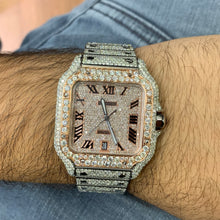 Load image into Gallery viewer, 3 piece deal: 40mm Iced out Cartier Watch + Diamond Earrings + Gift from Marchello the Jeweler