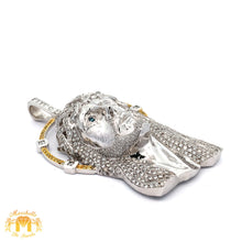 Load image into Gallery viewer, 13.80ct Diamonds 14k White Gold Large Jesus Head Pendant with Round Diamonds