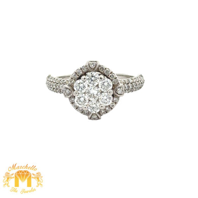 14k white gold and diamond Ladies` Ring with Round Diamonds