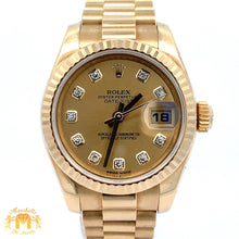 Load image into Gallery viewer, Full factory 26mm 18k gold Ladies` Rolex Presidential Watch with diamond dial (year: 2013, Rolex papers/cards)(Model number: 179178)