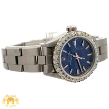 Load image into Gallery viewer, 26mm Ladies`Rolex Watch with Stainless Steel Oyster Bracelet (diamond bezel, blue dial)