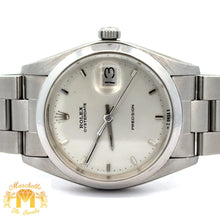 Load image into Gallery viewer, 34mm Rolex Watch with Stainless Steel Oyster Bracelet (silver dial, smooth bezel)