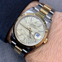 Load image into Gallery viewer, Full factory 36mm Rolex Watch with Two-Tone Oyster Bracelet (champagne palm dial)