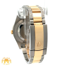 Load image into Gallery viewer, 41mm Rolex Watch with Two-Tone Oyster Diamond Bracelet (custom diamond bezel, Burgundy dial with Roman diamonds)