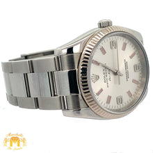 Load image into Gallery viewer, Full factory 34mm Rolex Air-King Watch with Stainless Steel Oyster Bracelet (engraved model, silver dial with pink hour markers)