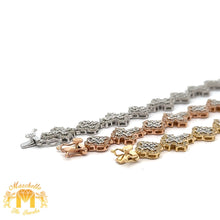 Load image into Gallery viewer, Gold and Diamond Cross & Flower shaped Bracelet (choose your color)
