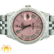 Load image into Gallery viewer, 4 piece deal: 36mm Rolex Diamond Watch with Stainless Steel Jubilee Band + White Gold & Diamond Twin Square Bangle + Gold & Diamond Flower Earrings + Gift (choose your color)