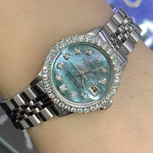Load image into Gallery viewer, 26mm Ladies` Rolex Datejust Watch with Stainless Steel Jubilee Bracelet (Mother of pearl (MOP) dial with diamonds)