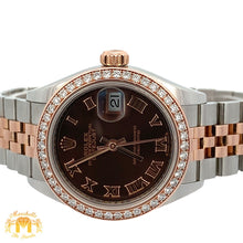 Load image into Gallery viewer, 4 piece deal: Full factory 28mm Rolex Diamond Watch with Two-Tone Jubilee Band + Two-Tone: Rose & White Gold Twin Heart Bracelet + Gift Gold & Diamond Earrings + Gift