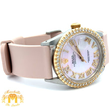 Load image into Gallery viewer, 4 piece deal: 36mm Rolex Diamond Watch + Yellow Gold and Diamond Twin Flower Bracelet + Free pair of earrings + Gift from MTJ