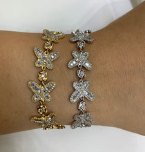Load image into Gallery viewer, Butterfly Ladies`Gold and Diamond Bracelet with Baguette and Round Diamonds(choose gold color)