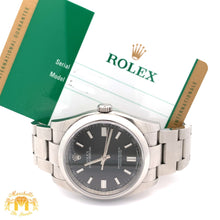 Load image into Gallery viewer, Full factory 36mm Rolex Watch with Stainless Steel Oyster Bracelet (Black dial with white hour markers) (Model number: 116000)