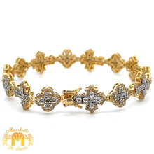Load image into Gallery viewer, Gold and Diamond Cross & Flower shaped Bracelet (choose your color)