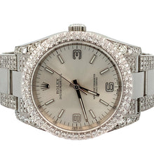 Load image into Gallery viewer, 36mm Rolex Watch with Stainless Steel Oyster Diamond Bracelet (silver dial, diamond dial)