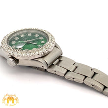 Load image into Gallery viewer, 26mm Ladies` Rolex Watch with Stainless Steel Oyster Bracelet (diamond bezel, diamond green mother of pearl (MOP)dial)