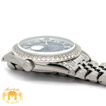 Load image into Gallery viewer, 4 piece deal: 36mm Rolex Diamond Watch with Stainless Steel Jubilee Band + White Gold & Diamond Twin Square Bangle + Gold & Diamond Flower Earrings + Gift (choose your color)