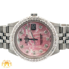 Load image into Gallery viewer, 34mm Rolex Watch with Stainless Steel Jubilee Bracelet (custom diamond bezel and mother of pearl (MOP) diamond dial)
