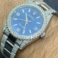 Load image into Gallery viewer, 36mm Rolex Watch with Stainless Steel Oyster Diamond Bracelet (royal blue dial, diamond bezel)