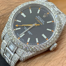 Load image into Gallery viewer, 40mm Iced out Rolex Milgauss Watch with Stainless Steel Oyster Bracelet