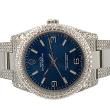 Load image into Gallery viewer, 36mm Rolex Watch with Stainless Steel Oyster Diamond Bracelet (royal blue dial, diamond bezel)