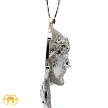 Load image into Gallery viewer, 13.80ct Diamonds 14k White Gold Large Jesus Head Pendant with Round Diamonds