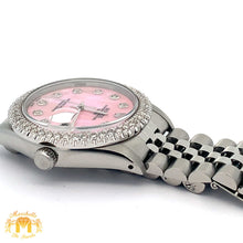 Load image into Gallery viewer, 34mm Rolex Watch with Stainless Steel Jubilee Bracelet (custom diamond bezel and mother of pearl (MOP) diamond dial)