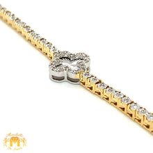Load image into Gallery viewer, Tennis Gold Flower Bracelet with Round Diamonds