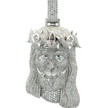 Load image into Gallery viewer, 14k white gold and diamond Jesus Head Pendant
