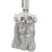 Load image into Gallery viewer, 14k white gold and diamond Jesus Head Pendant