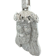 Load image into Gallery viewer, 14k white gold and diamond Jesus Head Pendant