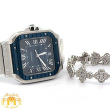 Load image into Gallery viewer, Reference #WSSA0048 Full factory 40mm Cartier Stainless Steel Watch with card + White gold and diamond Cross and Clover Bracelet