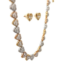 Load image into Gallery viewer, Gold and Diamond Heart Chain & Bracelet + 14k gold and diamond Earrings(choose your color)