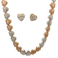 Load image into Gallery viewer, Gold and Diamond Heart Chain & Bracelet + 14k gold and diamond Earrings(choose your color)