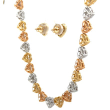 Load image into Gallery viewer, Gold and Diamond Heart Chain & Bracelet + 14k gold and diamond Earrings(choose your color)