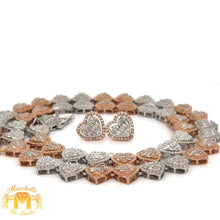 Load image into Gallery viewer, Gold and Diamond Heart Chain & Bracelet + 14k gold and diamond Earrings(choose your color)