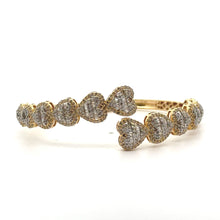 Load image into Gallery viewer, 10k gold and diamond Heart Bangle (choose your color)