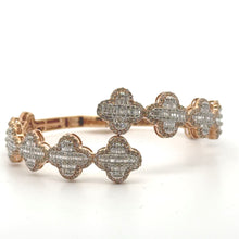 Load image into Gallery viewer, 10k gold and diamond Clover Bangle (choose your color)