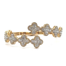 Load image into Gallery viewer, 10k gold and diamond Clover Bangle (choose your color)
